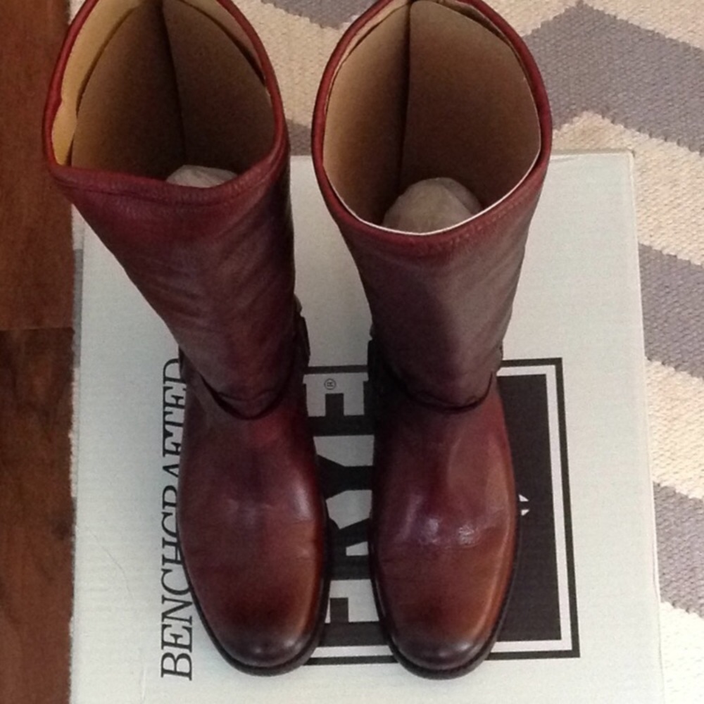 Frye Phillips Harness Tall Burnt Red Boots